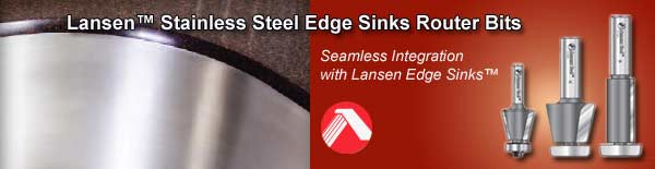 Amana Tools router bits for Lansen stainless steel sinks