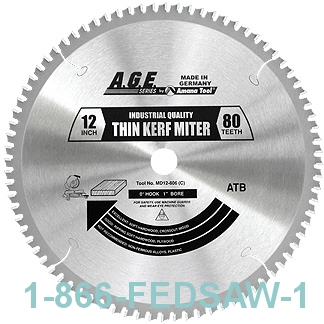12"x80T Thin Kerf Miter Saw Blade 1" Bore